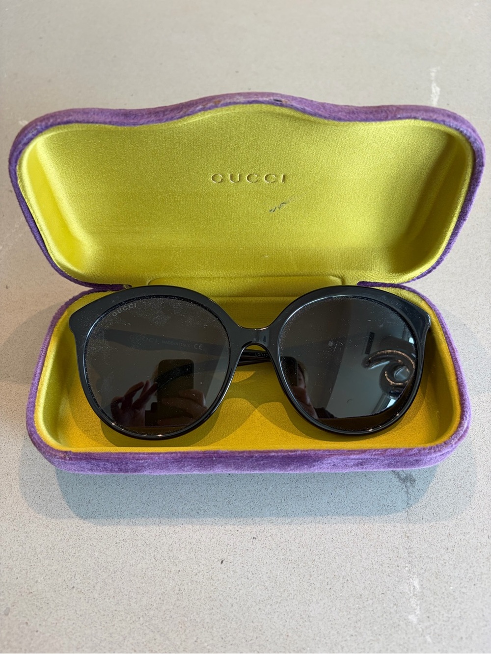 Gucci Black Oversized Round Women's Sunglasses